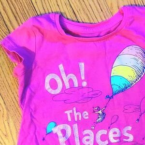 Jumping Beans Dr. Seuss Graphic Pink Short Sleeve T-Shirt Girls 3T 60% Cotton
